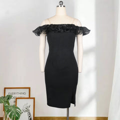 Sexy One-Shoulder, Wooden Ears, High-Waisted Slit, Large Size, Buttocks, Women'S Dress