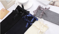 Cute Bow-knot Stockings College Style Lace Over-The-knee Socks