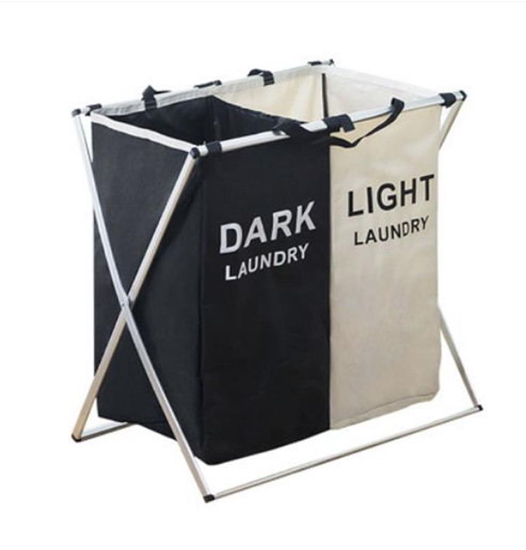 Collapsible laundry hamper Oxford cloth – 1 2 3 grid clothes basket front view