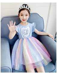 Girls Dress Western Style Little Girl Rainbow Skirt Princess Dress Gauze Skirt