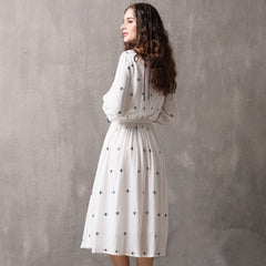 Summer New Loose Large Size Big Swing Dress Retro Embroidery Sleeve Dress