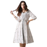 Summer New Loose Large Size Big Swing Dress Retro Embroidery Sleeve Dress