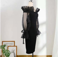 Sexy Perspective Stitching Halter High Waist Large Size Slim Business Wear Women's Dress