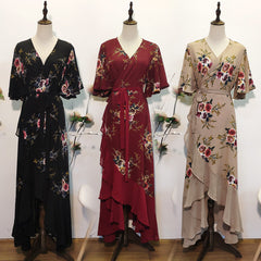 Plus Size Evening gown Women Printed Chiffon long dress Fat