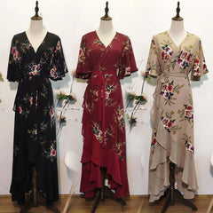 Plus Size Evening gown Women Printed Chiffon long dress Fat