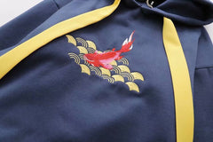 Japanese Style Fleece Thickened Hooded Sweater Loose Retro Embroidery