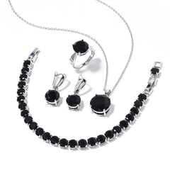 Geometric Round Earrings Ring Bracelet Necklace Ornament Suit