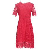 Small Fragrance Round Neck Heavy Industry Water-soluble Hollow Large Size Dress