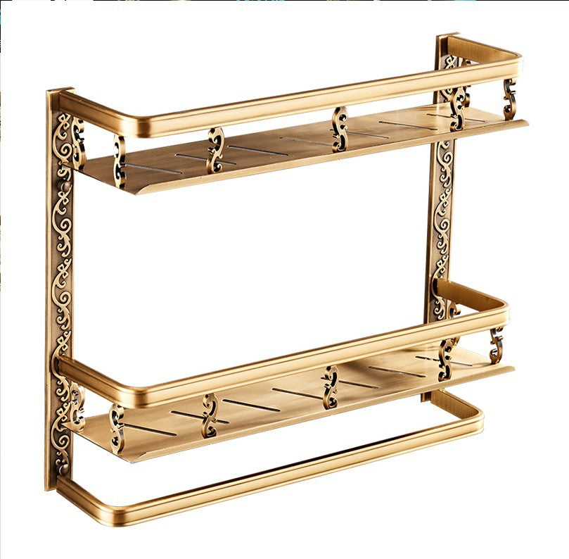 European bathroom shelf space aluminum wall – single double layer front view