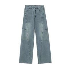 Summer Women's Mid-waist Wide-leg Straight Jeans Women