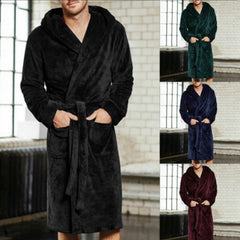 Nylon hooded bathrobe for men and women – loose velvet lined robe front view