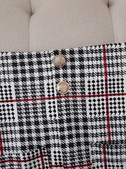 Ladies Fashion Casual Slim Suit Two-piece Plus-size Suit, Plaid Pattern Elegant Skirt Suit With Buttons, Lapel Long Sleeve Suit Jacket And High Waist Skirt, Plus-size Women'S Wear Amazon Don't Sell