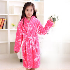 Plus velvet long sleeve children bathrobe