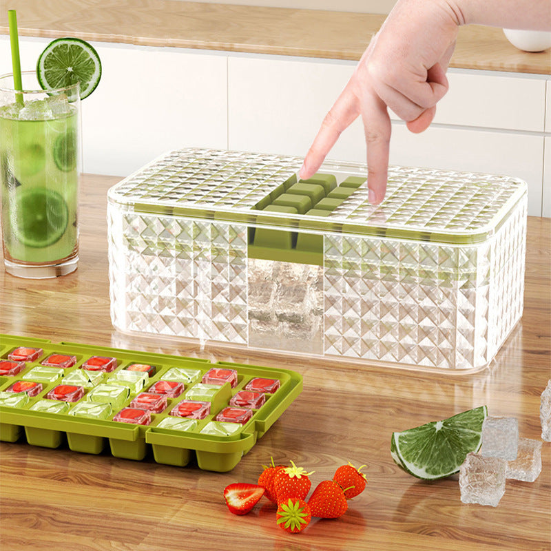 Silicone ice cube tray with lid – BPA free 32 64 96 grid storage front view