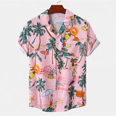 Men's Short-sleeved Shirt Stylish Beach Style Printed Shirt