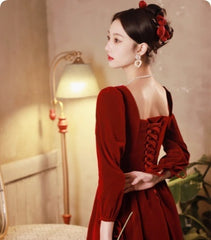 Toast Velvet Long Sleeve Engagement Dress