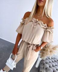Women's Summer New Off Shoulder Jumpsuits Suit