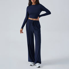 European And American Yoga Sports Long Sleeve Inner Wear Trousers Suit Women