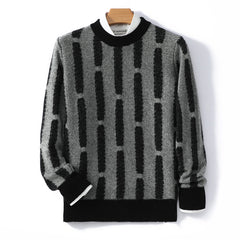 Half Turtleneck Vertical Pattern Color Matching Long Sleeve Sweater