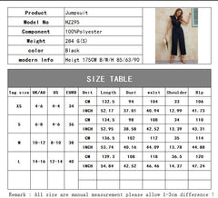 Women's Pure Black V-neck Mid-waist Lace-up Cropped Jumpsuit