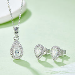 925 Silver Clavicle Chain Earrings Love Heart Suit