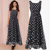 Black And White Polka Dot Chiffon Big Swing Suspender Dress