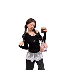 V-neck Socialite Style Beautiful Lace Small Sling