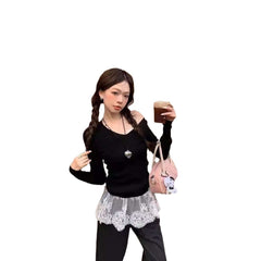 V-neck Socialite Style Beautiful Lace Small Sling