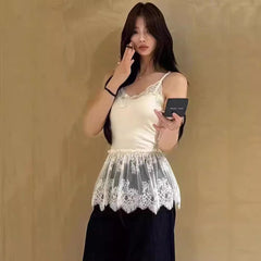 V-neck Socialite Style Beautiful Lace Small Sling