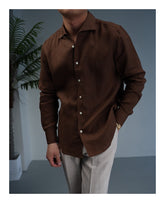 Linen One-piece Collar Business Casual Men's Breathable Long Sleeves Shirt