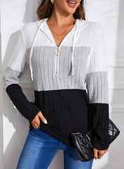 Color Block Zipper Hoodie