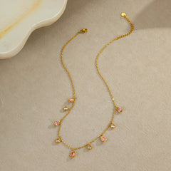 Multicolor Zircon Tassel Pendant Necklace