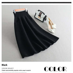 Mid-length Fall Winter Skirt Women's Knitted Bud Skirt Double Pockets