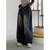 Retro High Waist Loose Straight Jeans For Women
