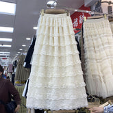 New High Waist Slimming French Layered Lace Stitching Cake Dress Skirt For Women