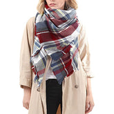 59 X 59in Women Scarf Plaid Tassel Soft Warm Blanket Scarves Womens Shawl Wraps