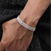 Platinum-plated Diamond Tennis Chain Bracelet For Men