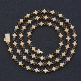 European And American New 6mm Cross Star Zircon Tennis Chain Hip Hop Rhombus Men's Necklace