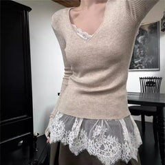 V-neck Socialite Style Beautiful Lace Small Sling