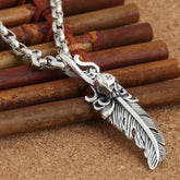 Retro Korean Type Skull Small Feather Pendant