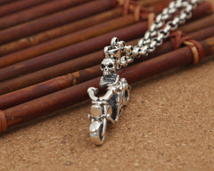S925 Sterling Silver Fashion Vintage Punk Style Skull Knight Pendant