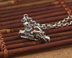 S925 Sterling Silver Fashion Vintage Punk Style Skull Knight Pendant