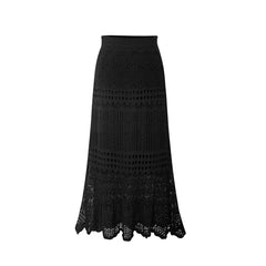 Loose Plus Size Crocheted Hollow Knit Hip-wrapped Mid-length Dress