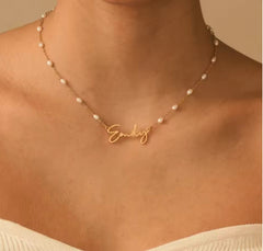 Stainless Steel DIY Cut Name Pearl Necklace
