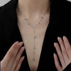 S925 Sterling Silver Beanie Tassel Long Flow Necklace