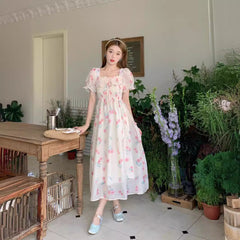 Summer New French Square Collar Plus Size Sweet Dress Women