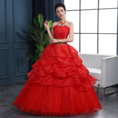 Tube Top Bride Red Wedding Dress Large Size