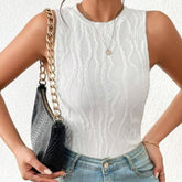 Ladies' Solid Color Round Neck Off Shoulder Pattern Details Slim Fit Elegant Casual Style Women's Fashion Versatile Vest