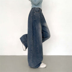 Retro High Waist Loose Straight Jeans For Women