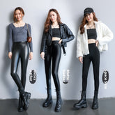 Fleece-lined Thick Leggings Tight Leather Pants